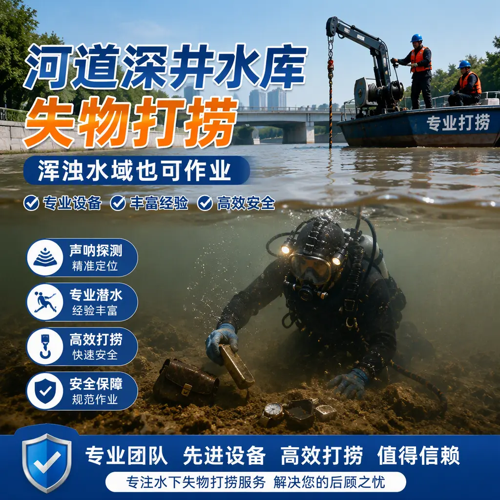 河道深井水库失物打捞,浑浊水域也可作业绿园